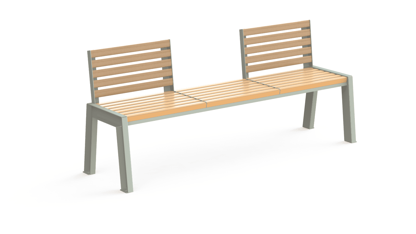 Banc 3 Places 2 Dossiers H | Banc côte à côte H dans H | Société Bories Environnement • Mobilier et Matériel Urbain